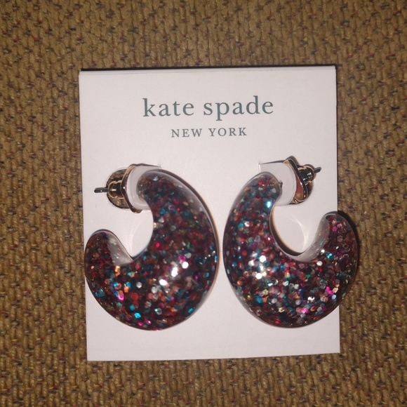 New! Kate Spade Glitter Hoop Earrings - Picture 4 of 4